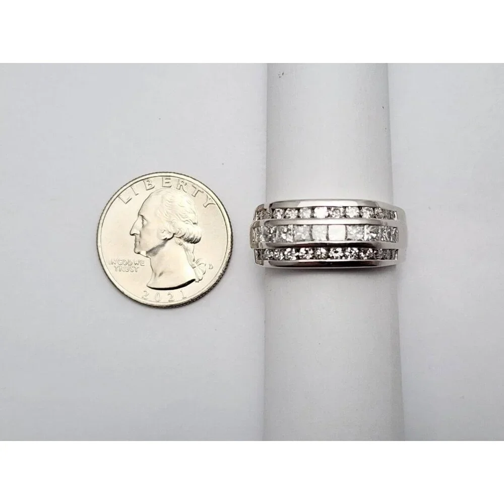 Unique 14K Karat Solid White Gold Designer Diamond Men's Ring Size 11.5 - 2.60ct